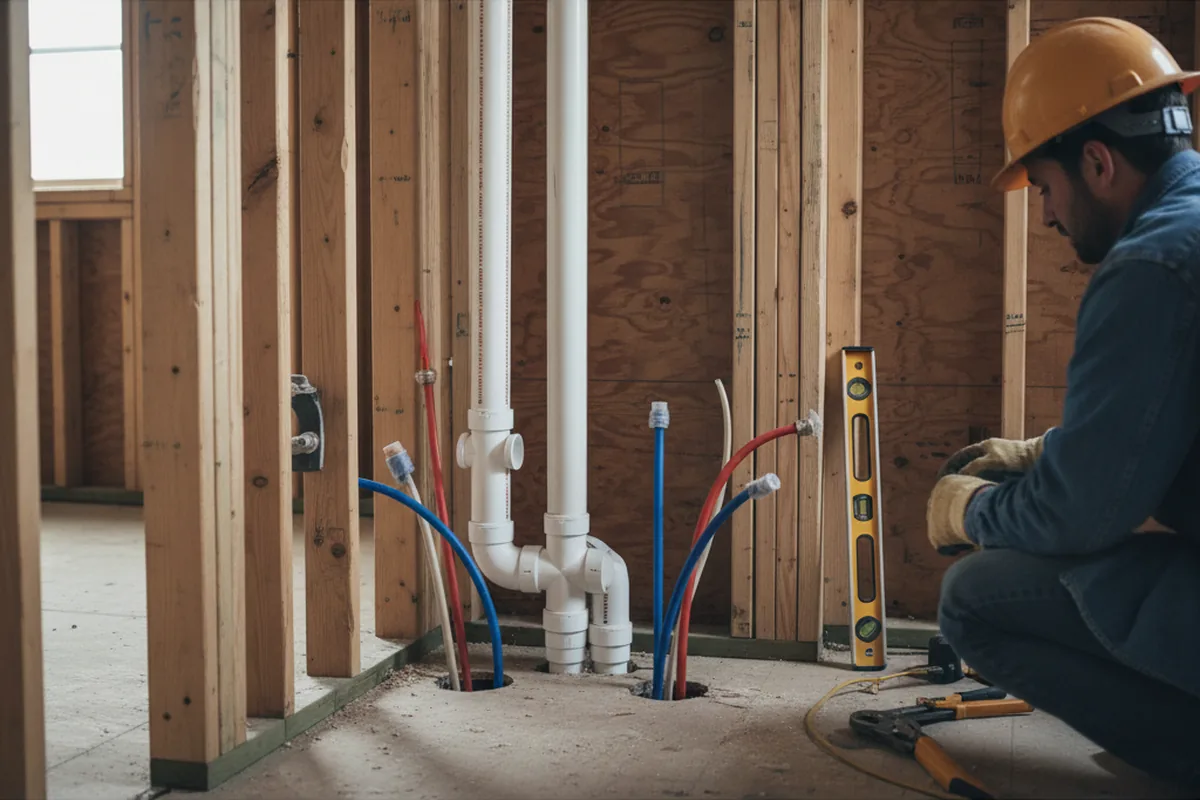 Drain and supply rough-in during Leak Detection in Branchville
